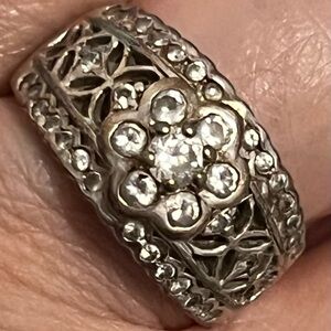 Cubic Zirconia ring Sterling silver cubic zirconia flower ring